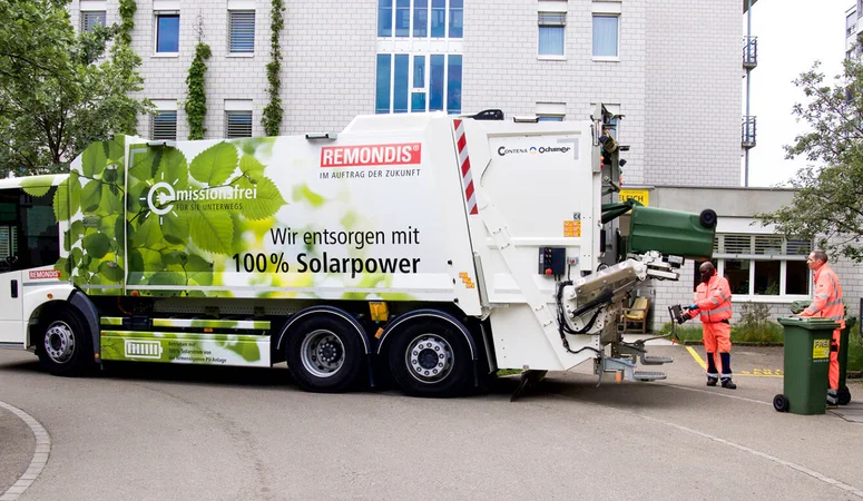 REMONDIS Recycling mit dem E-Lkw in Zürich